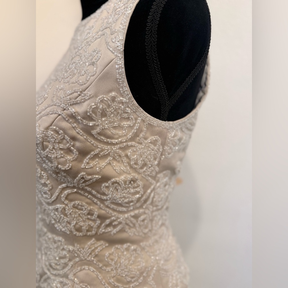 Vintage Bridal Nude Champagne beaded silk evening top size 4 - Picture 3 of 12